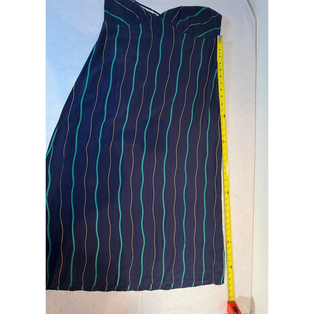 Madewell Navy Blue Striped Slip Midi Dress V-Neck Cross Back Size 14 NEW - Picture 5 of 12
